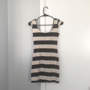 Black and white striped dress